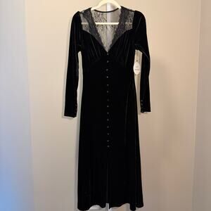 Lost + Wander Fiore Black Midi Dress